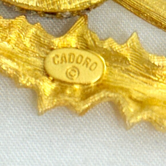 Rare Cadoro "Thistle" Brooch/Pin Gold Tone w/Clear Rhinestones - Signed - Picture 7 of 7